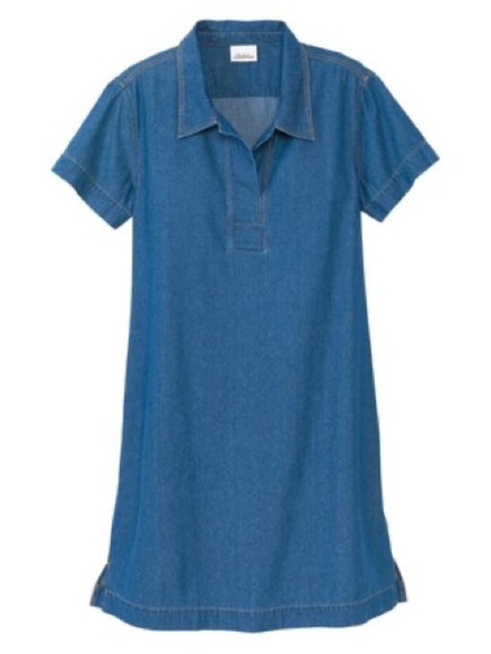 Vermont Country Store Dresses & Skirts - Vermont L Country Store Denim Polo Short Sleeve Shirt Dress Cottage Coastal Prep